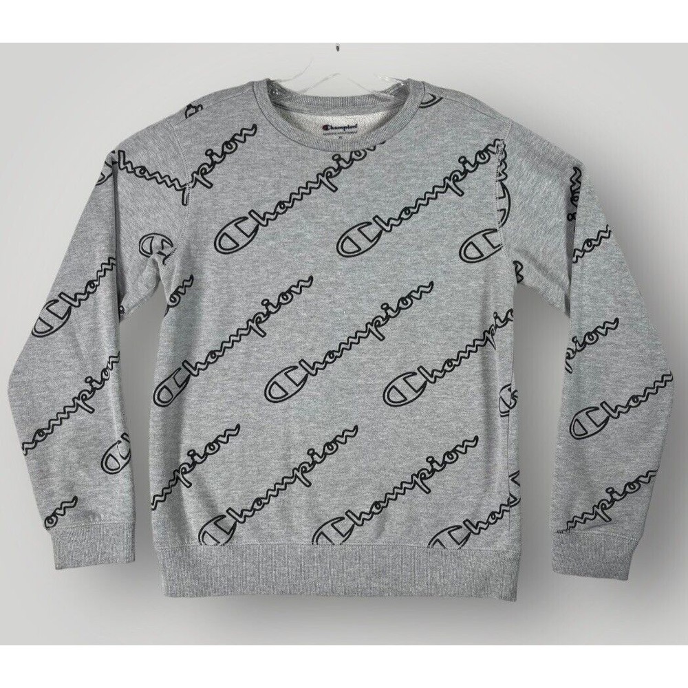 Champion All Over Print Pullover Crew Neck Logo Sweatshirt Women's Size XL